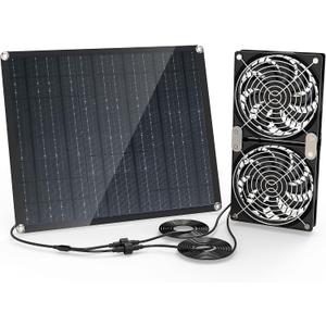 Solar Fan, 30W Solar Fan for greenhouses, Small Chicken coops, and pet Houses. IPX7 Waterproof Solar Panel Fan kit