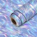 HOMETITUTE Shimmering Lilac Blue Wave Pattern Wallpaper Peel and Stick Contact Paper Wall Paper Stick 17.7" x 118.1" Self Adhesive Removable Vinyl Wall Covering Bedroom Kitchen Bathroom Home Decor