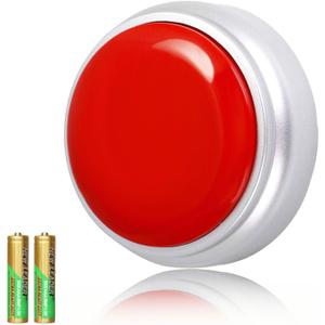 Cover 30 Seconds Answer Buzzers Recordable Talking Button Easy Button Record Button Toy Gift Answer Buzzers (Red+Silver)