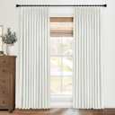Pinch Pleated Blackout Curtains 96 Inches Long, Linen Blend, 100% Blackout Drapes with 20 Hooks, Ideal for Bedroom and Living Room, 40" W x 96" L (Pack of 2), Off White