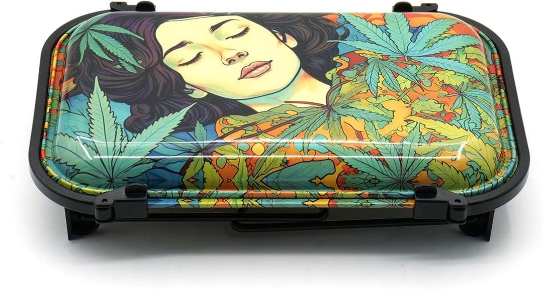 Metal Rolling Tray, Foldable Cone Loader Tray Pre Roll Machine for King Size &1 1/4 Size Pre Rolled Cones Filler Funnel Double Rolling Tray with Full Accessoris (Yellow)