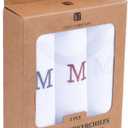 Initial Handkerchief for Men, Monogrammed Boxed 3 Piece Set,100% Cotton