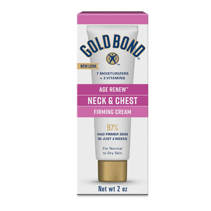 Gold Bond Age Neck & Chest Firming Cream, 2 Oz, Hydrates, Renews, and Visibly Improves Firmness, Texture & Elasticity of Aging Skin, NonGreasy, DermatologistTested, Hypoallergenic, Unscented