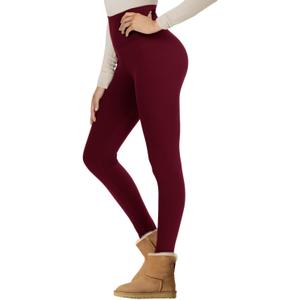 NexiEpoch Fleece Lined Leggings Women - High Waisted Winter Yoga Pants Tummy Control Soft Thermal Warm for Hiking Workout (XX-Large, 5#fleece Lined, Wine Red)