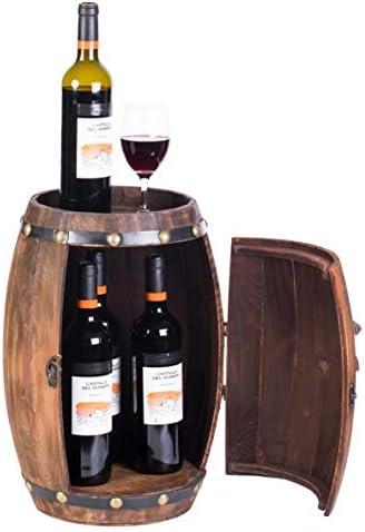 Wooden Barrel Shaped Vintage Decorative Wine Storage Rack