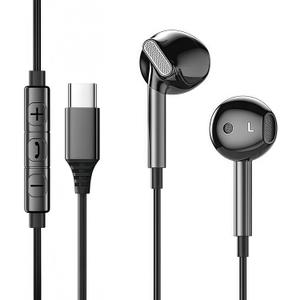 USB C Headphones for Galaxy S25 S24 FE S22 S21 S20 A53 A54, Metal Type C Bass Stereo in-Ear Earphone with Microphone Volume Control for iPhone 16 15 (Dark Black)