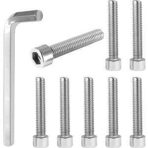 8 Pcs 1002-53-B, 1002-48-B Center Cap Screws Fit for Fuel Offroad Wheel Black Center Caps, 1002-53 Alloy Steel Silver Finish Screw Locks, with 1 Pc Allen Key, No Center Cap Included