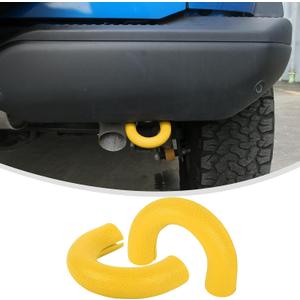 Linskip Tow Hook D Ring Covers Fit for 2021-2024 2025 Ford Bronco Accessories, Rear Bumper Tow Hook Rubber Sleeve Protectors for Bronco Raptor Accessories(Yellow)