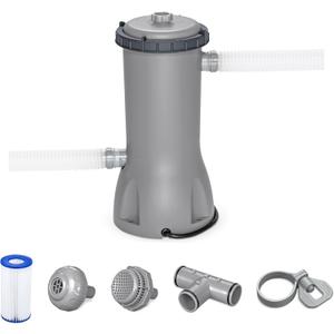 Bestway Flowclear 1,000 Gallons Per Hour 120 Volt Above Ground Swimming Pool Water Filter Pump Cartridge with Automatic Shut Off Timer (Gray)