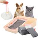 HoppScotch.bun Rabbit Litter Box Liners, Litter Mat with Actived Carbon for Odor Control, Disposable Poop Bags for Bunnies and Small Animals (Large) (1 Count (Pack of 22))