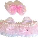 2 x Cute Pink Skirt and Hair Clip Set for 6.7 Inch Dolls  Fits 1st/2nd/3rd Gen 17cm Dolls, Adorable Ruffle Tulle Skirt with Pearl Trim and Bow, Clothes for Collectible Dolls (Doll Not Included)