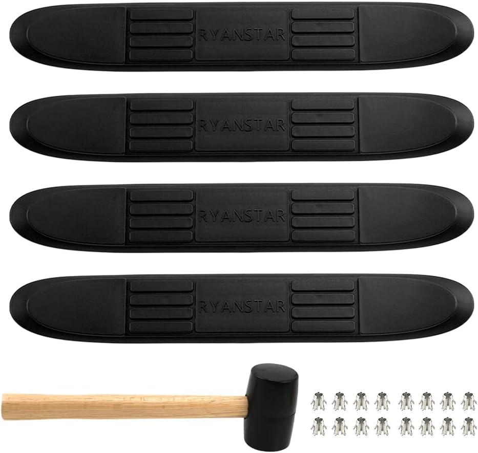 RULLINE Upgraded Universal Non-Slip Step Pad Replacement Kit - Durable Tread Covers Compatible with Trucks, SUVs & Vans - Accessory Upgrade (Matte Black Finish) 4pack