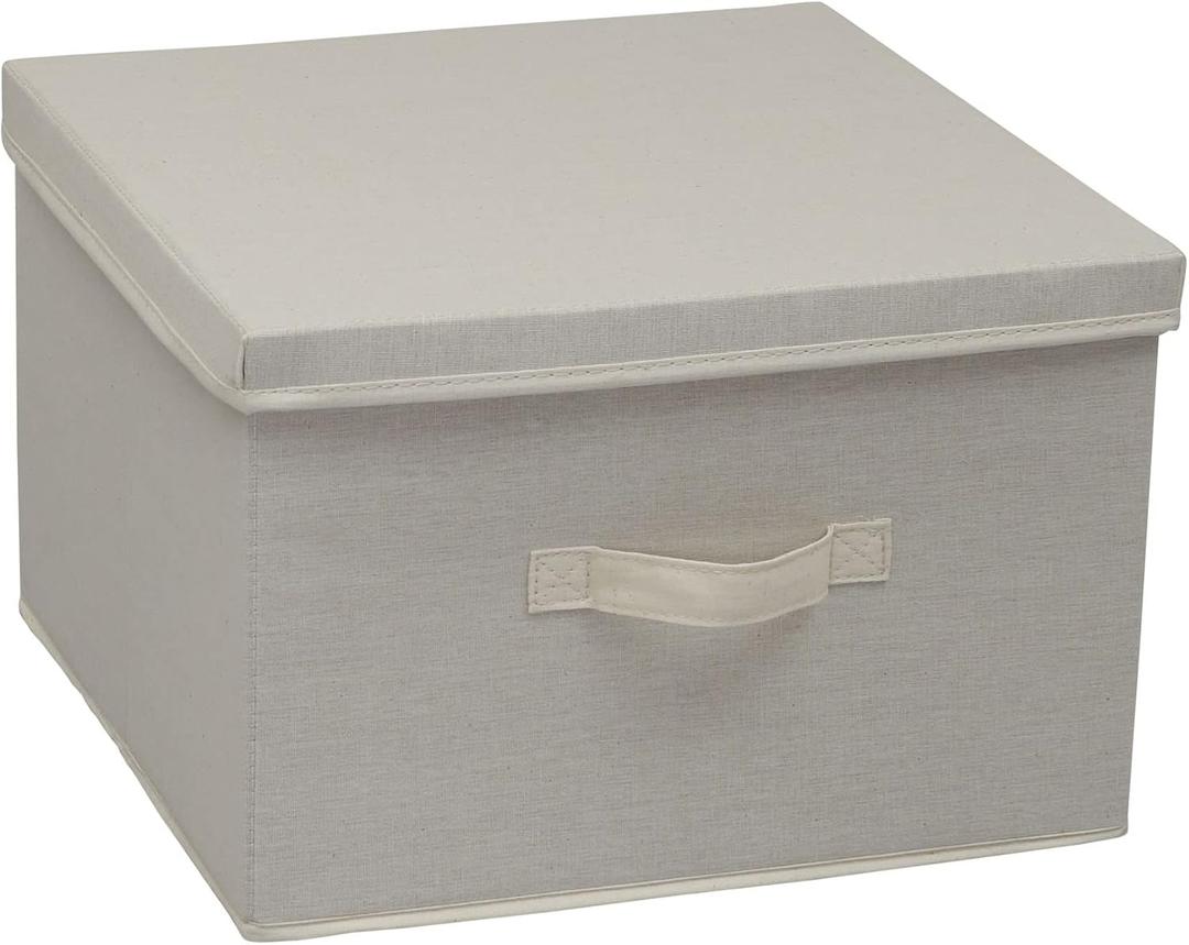 Household Essentials, Natural Square Storage Box with Lid and Handle, Square-15 W x 15" D