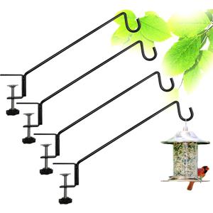 Heavy Duty Deck Bird Feeder Hanger Hook for Railing 13 Inch 4 Pack for Bird Feeders, Planters, Plants, Flower Suet Baskets, Lanterns, Wind Chimes Holiday Decoration (4 Pack)
