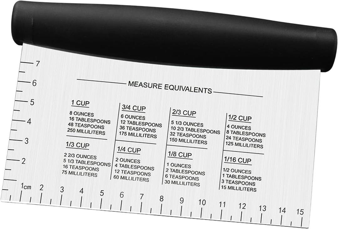 Stainless Steel Dough Bench Scraper & Chopper, Pastry Cutter for Kitchen (1 Pack, Black)