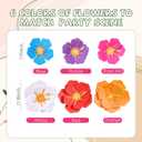 Lincia 40 Pcs Hawaiian Hibiscus Decorations Large Paper Flowers and Artificial Tropical Leaves, 11.8''/7.9'' Jumbo 3D Paper Flowers Faux Leaves for Luau Party Birthday Wedding (Rainbow Color)