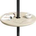 FONTOI Patio Adjustable Table Top, 14.8 Inch Black Tempered Tabletop with 1.6 Inch Umbrella Hole, Outdoor Umbrella Round Table Tray for Patio Table or Garden Use, Beige