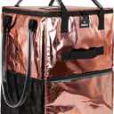 Reusable Grocery Bag on Wheels, 130L Large Capacity Foldable Shopping Trolley Cart with 5 Swivel Wheels, Multiple Pockets, Zipper Closure & Heavy Duty Handles, for Shopping, Travel, Large, Rose Gold