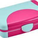 LockerMate by Bostitch Hard Pencil Case, Durable Plastic Pencil Box, Kid-Friendly Design, Pink & Blue