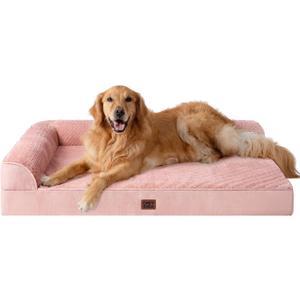 EHEYCIGA Extra Large Dog Bed Othorpedic, Memory Foam XL Dog Bed with Washable Removable Cover, Waterproof Pet Sofa Couch XLarge Size Dogs with Nonskid Bottom, 44x32x6.5, Pink