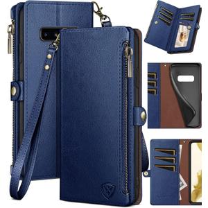 XcaseBar for Samsung Galaxy S10+/S10 Plus Wallet case with Zipper Credit Card HolderRFID Blocking, Flip Folio Book PU Leather Phone case Shockproof Cover Women Men for Samsung S10+ case Blue