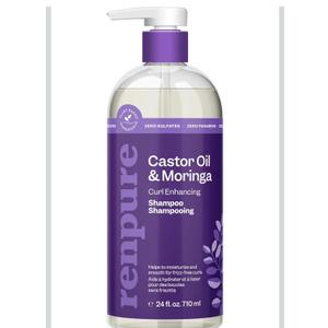 Renpure Moringa & Castor Shampoo, Plant-Based - Curl Enhancing - For Moisturized, Manageable & Smooth Curls - With Castor & Moringa Seed Oil - For Wavy To Curly Hair - 24 Fl Oz