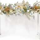 WBHome Prelit 6 Feet/72 Inch Christmas Garland, Champagne and Crystal Foliage Garland with 50 LED Lights for Indoor Outdoor Xmas Decor Holiday Decorations, Battery Operated (Batteries NOT Included)