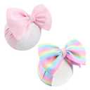 Rainbow Headbands for Baby Girls Hair Bows 2pcs Newborn Infant Toddler Kids Hair Accessories Pink Head Bow Colorful Stripes (7DJ-CHTWZ2G)