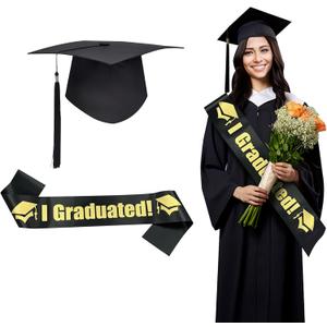 Graduation Cap Decorations Kit Bachelor Cap and Graduation Satin Sash Shoulder Straps for Graduates Shoulder Straps Congrats Grad Ceremony Party Supplies