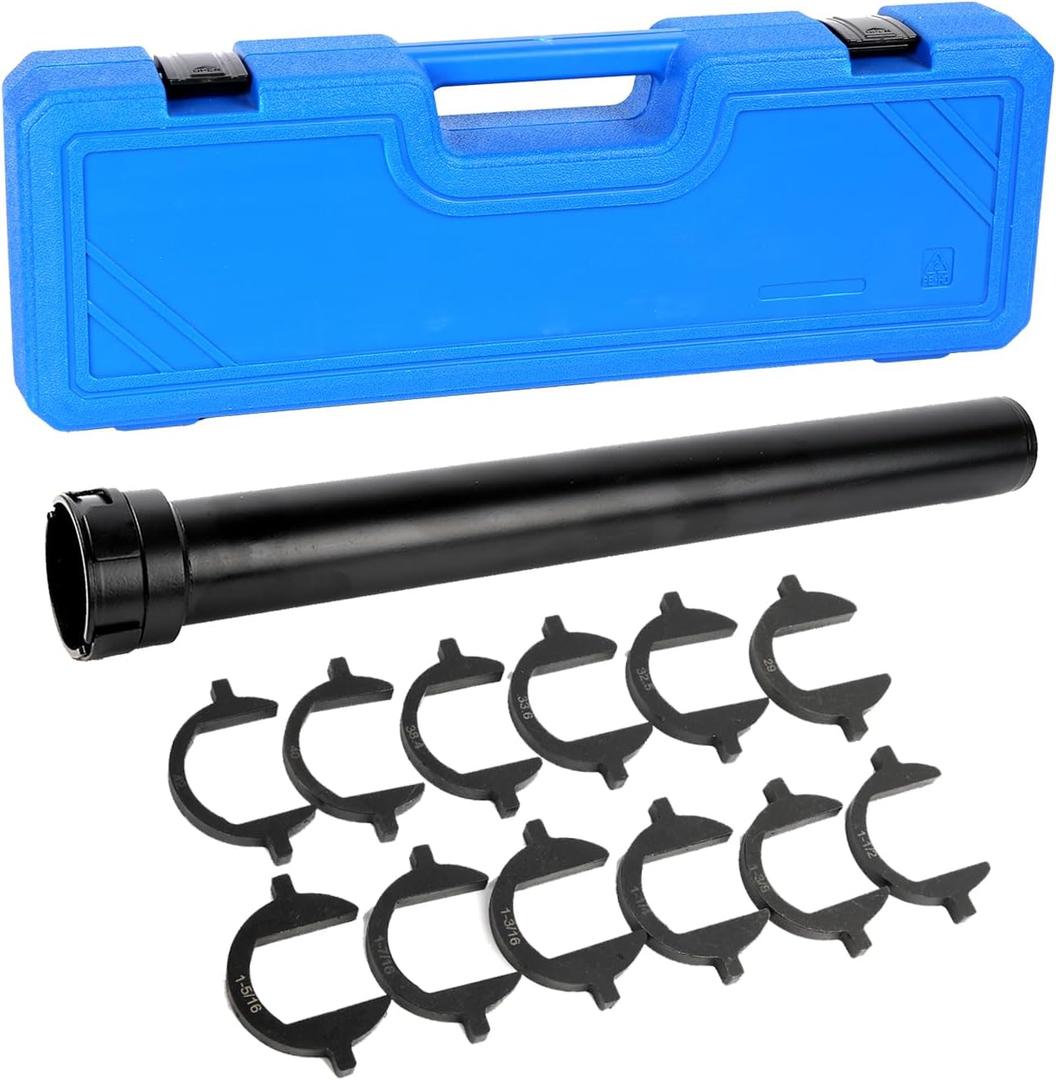Yonligonju Inner Tie Rod Removal Tool, Master Inner Tie Rod Tool Set with 12 Crowfoot Adapters & 1/2 Inch Drive Tube for Tie Rods Remove & Install Suitable for Domestic & Import Cars(Blue)