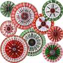 Outus 9 Pcs Ugly Sweater Christmas Hanging Decorations Ugly Sweater Paper Fans Xmas Hanging Paper Fans Candy Cane Ceiling Wall Decor for Christmas Party Classroom Birthday Party Decoration