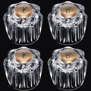 Enhon 2 Pairs Bathroom Faucet Knobs Replacement, Bathtub Faucet Handles Compatible with Delta/Delex/Peerless, Hot and Cold Sink Faucet Knobs Replacement Parts in Clear Acrylic, Include Screws