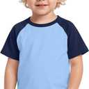 Yooo's Vivi Baby Boys Baseball Shirts | 1-6T, Kids, Raglan Short Sleeve, Tee, Toddler Tops, Crew Neck, Basic, Casual, Summer, Loose Fit, School, Daily Wear, Soft