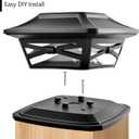 Davinci Lighting Flexfit Solar Outdoor Post Cap Lights - Includes Bases for 4x4 5x5 6x6 Wooden Posts - Bright LED Light - Slate Black (12 Pack)