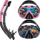 Snorkeling Gear for Adults, Adult Snorkel Set with Panoramic Anti-Leak and Anti-Fog Tempered Glass Snorkel Mask, Dry Top Snorkel, Snorkle Mask Set Adult with Mesh Bag Ear Plug for Snorkeling