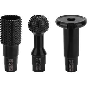 3pcs Woodworking Rotary Burr Set, Power Carving Bit Head Tool with 5/8-11 Sphere Thread for 4 1/2in & 5in Electric Angle Grinder, Upgraded Ball Gouge Accessories for Grinding Drilling Grooving