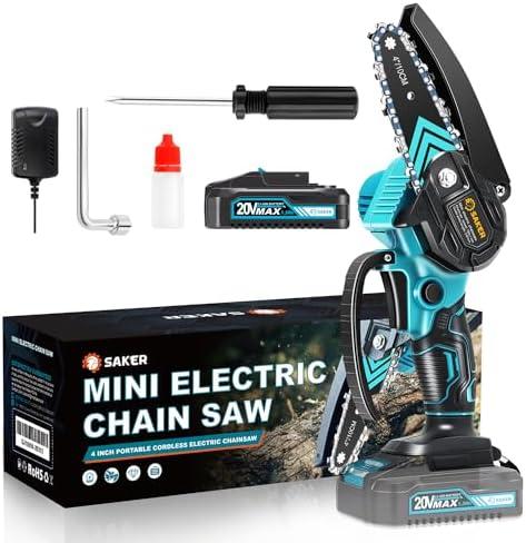 Saker Mini Chainsaw,Portable Electric Chainsaws Cordless,Handheld Chain Saw Pruning Shears Chain Saws for Tree Branches,Courtyard,Household and Garden,Gift for Men Dad Husband Women