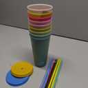 COLORPUL Plastic Tumblers with Lids and Straws - 9 Packs 24oz Color Changing Cups Thick Plastic Cups With Lids And Straws-Reusable Cup With Lids And Straws-Kids Cup With Straws And Lids-Smoothie Cup