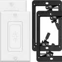 VCELINK Wall Plate Cable Pass Through with Mounting Bracket, Single Gang Flexible Rubber Opening Cable Outlet Cover for Low Voltage Cables, Wall Mount TV, Home Theater System, 2-Pack, White