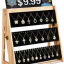 Necklace Display for Vendors, Foldable Necklace Holder with 66 Slots, 3 Tier Jewelry Display for Selling, Wood Jewelry Storage Organizer Stand with Black Velvet for Craft Show