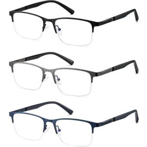 Bifocal No Line Progressive Multifocus Reading Glasses Men Multifocal Reader Blue Light Computer Metal Frame Eyeglass