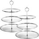Set of 2 Cupcake Display Stands 3 Tier Serving Tray Platters Stainless Steel Cup Cake Tower for Birthday Party Wedding Dessert Cookie Candy(Silver)