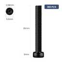 180pcs M3 x 35mm Hex Socket Head Cap Screws Bolts, 12.9 Grade Alloy Steel, Black Oxide Finish, Allen Socket Drive, Full Threads,with Hex Spanner