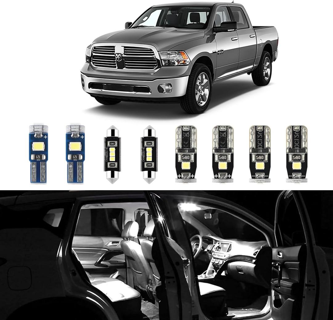 EASY EAGLE LED Car Interior Lights, Super Bright Bulbs - for Dodge Ram 2009 2010 2011 2012 2013 2014 2015 2016 2017 2018 Pickup Truck 1500 2500 3500 - Kit Package Includes 13 LED Light Accessories