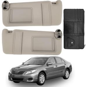 Fit for Toyota Camry Sun Visor Replacement, fit for 2007 2008 2009 2010 2011 Toyota Camry and Hybrid Without Light, Driver&Passenger Side, 74320-06780-E0 74310-06750-E0(2PCS-Beige)
