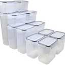 Plastic Food Storage Container Set of 7-14 Pieces with Airtight Lids, Stackable, BPA-Free (14-Piece)