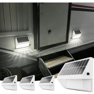 Solar Powered RV Step Lights, Wireless No Drill RV Exterior Light IP65 Waterproof, LED Camper Light Auto ON/Off RV Essentials Must Haves Accessories 4 Pack