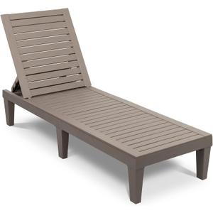 VINGLI Outdoor Chaise Lounge Chair for Outside Pool Patio, Adjustable Waterproof Easy Assembly Chaise Lounge Outdoor (Light Taupe, 1 PCS)