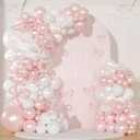 Pink and White Balloon Arch Kit 116Pcs Double Stuffed Pearl Pink and White Balloon Arch Garland Kit Include Bows for Baby Shower Gender Reveal Wedding Birthday Decoration