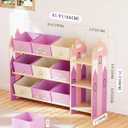 Toy Storage Organizer with 3 Shelves and 9 Bins, Pink Castle